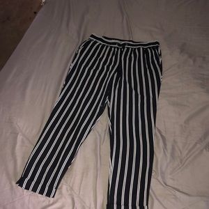 Stripped silky material bottoms